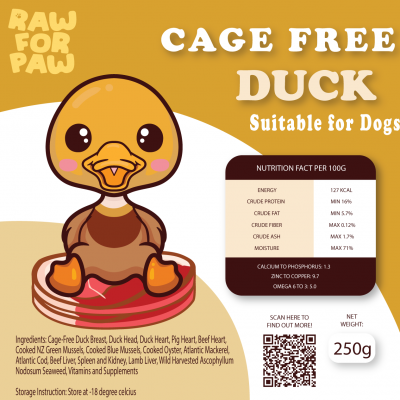 (BARF) Raw Food for Adult Dog - Cage-Free Duck