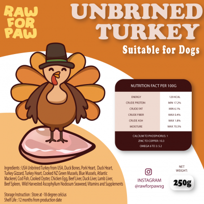 Raw Food for Adult Dog - Unbrined Turkey